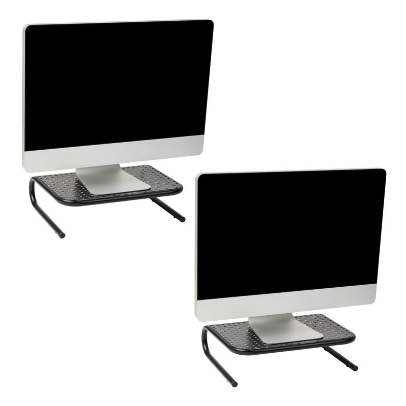 Mind Reader Monitor Stand, Ventilated Laptop Riser, Desktop Organizer, Metal, 14.5"L x 11.25"W x 4.25"H, Set of 2, Black - Image 1